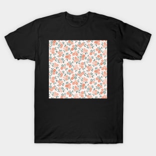 Daisy AFP22-02-ai Daisy field with leaves and polka dots oranges, sage green on cream-02 T-Shirt